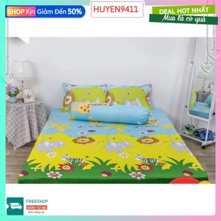 Bộ ga gối 3 món cotton poly 1m8x2m,được chọn mẫu-vườn thú