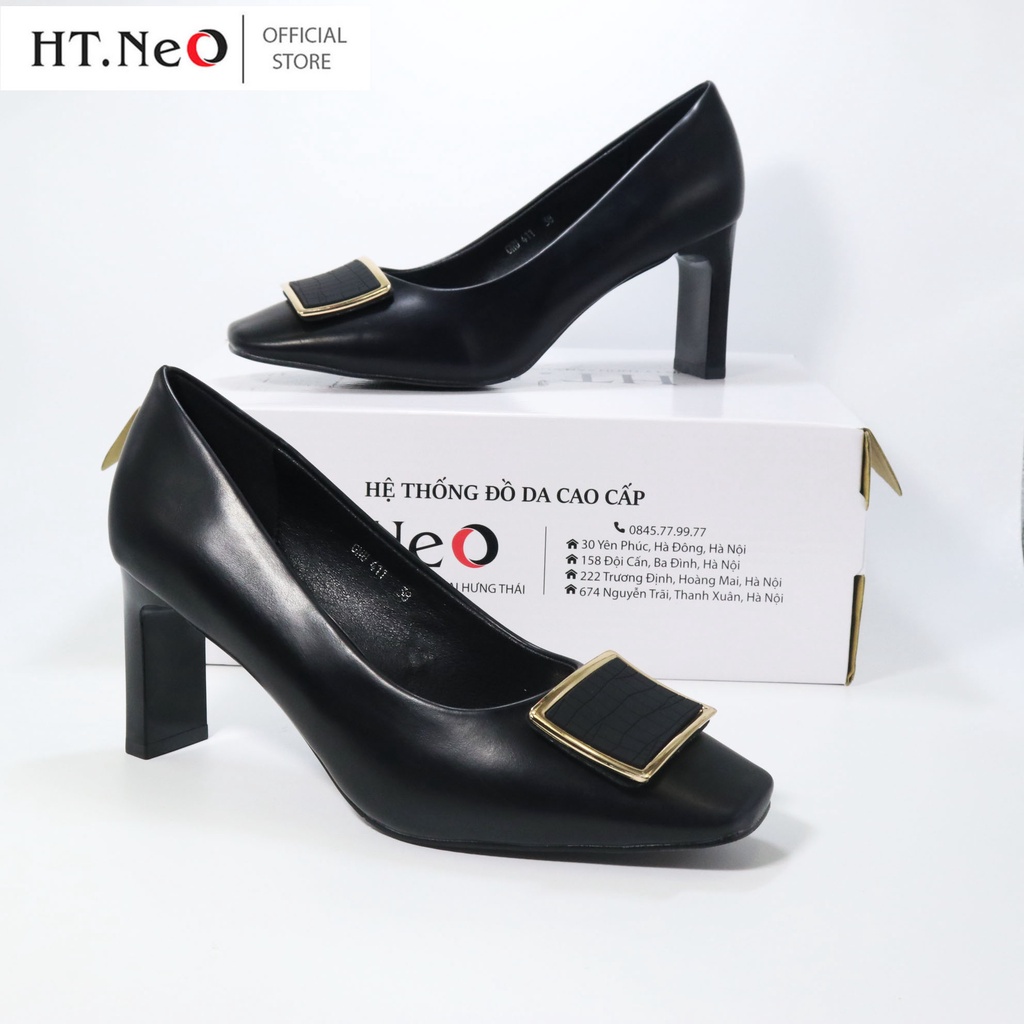 Giày công sở -Giày cao gót nữ HT.NEO da bò thật êm mềm ,Gót cao 7cm ,thiết kế phong cách basic nhẹ nhàng ,sang trọngGC32