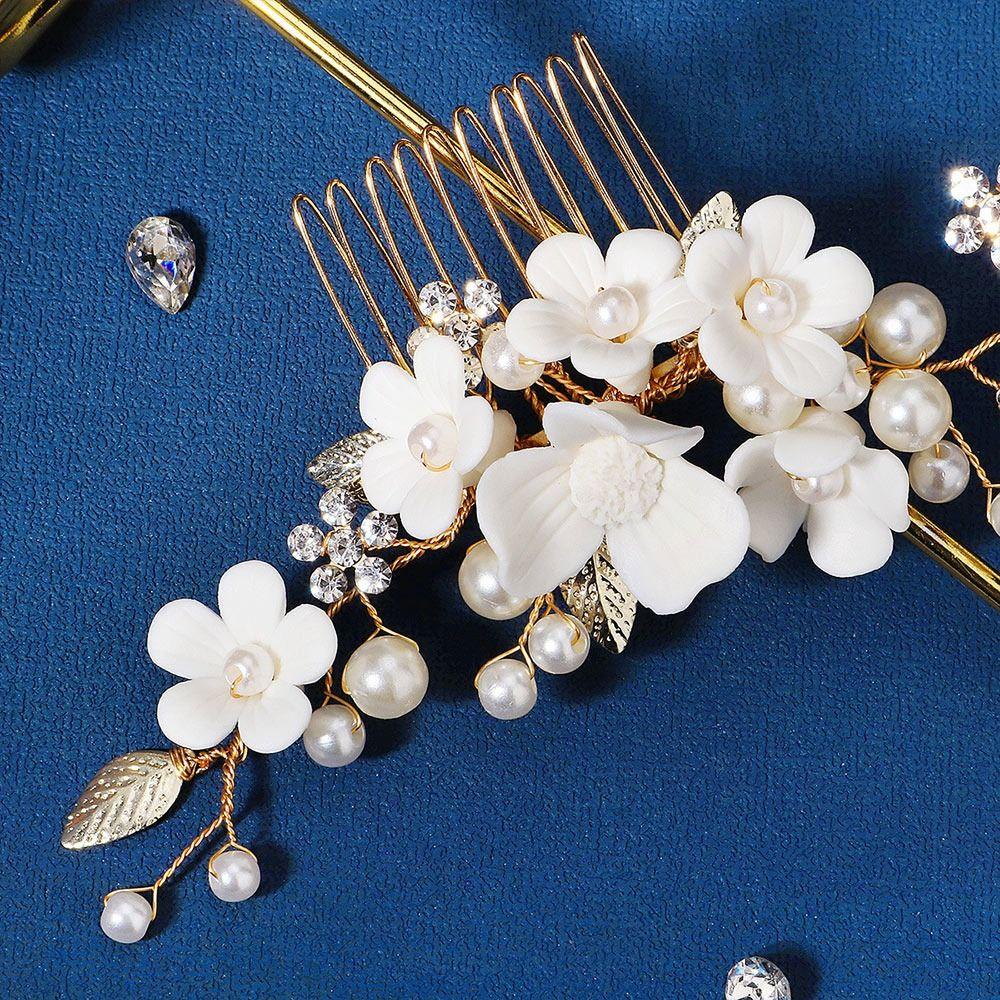 Lược Cài Tóc Hình Hoa Lá Dành Cho Cô Dâu|Phụ Kiện Trang Trí Tóc Xinh Xắn Chất Lượng