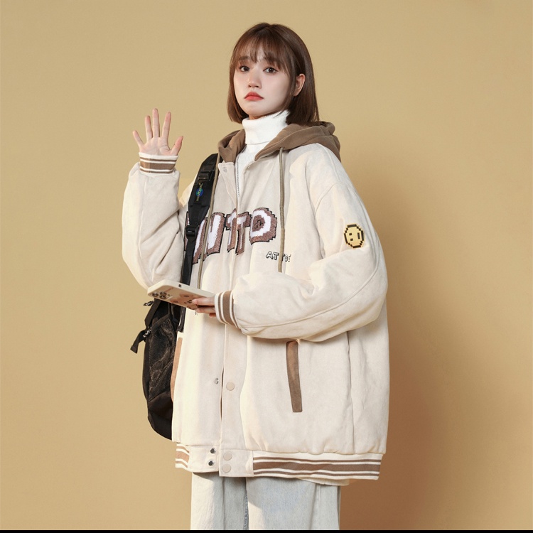 Áo hoodie nữ Untok – Áo bomber mũ trùm đầu ,chất nỉ dày ấm cúc bấm, họa tiết thêu basic -Monlyshop785