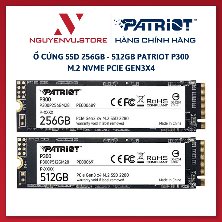 Ổ cứng SSD 256GB - 512GB Patriot P300 M.2 NVMe PCIe Gen3x4 - Hàng chính hãng