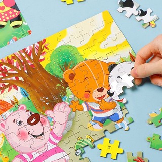 Bộ đồ chơi xếp hình bằng gỗ 100 mảnh puzzle có hộp thiếc cho bé