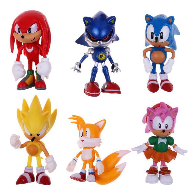 Set 6 bức tượng hình nhân vật vật hoạt hình Sonic the Hedgehog làm quà tặng cho trẻ em