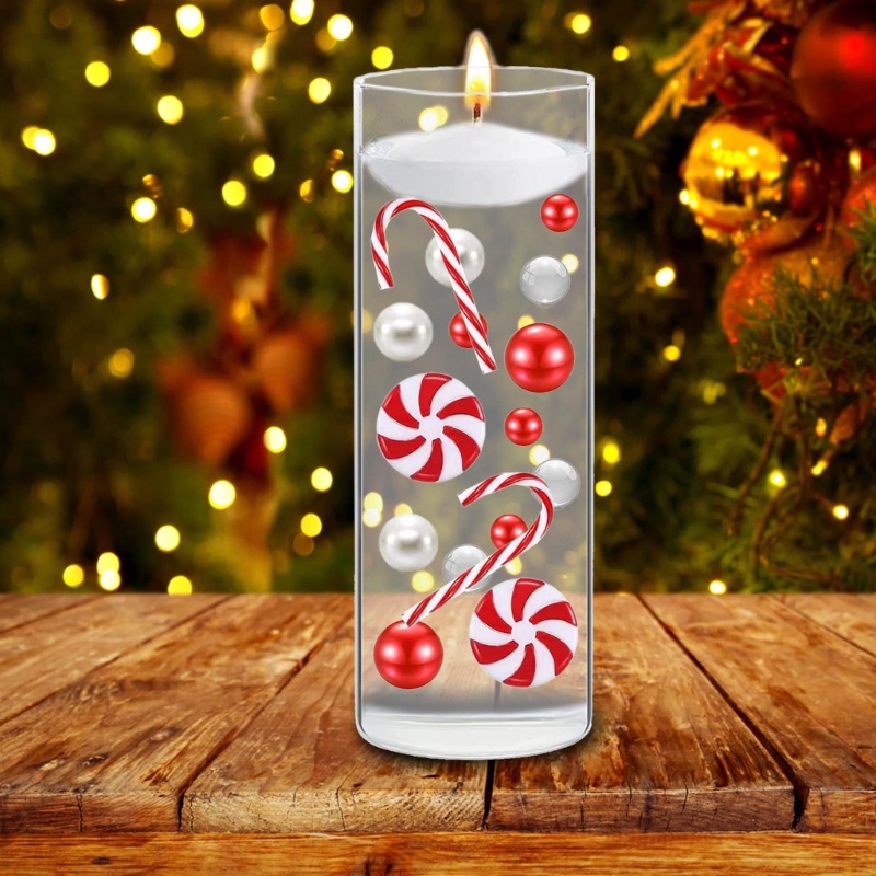 1 Bộ Bình Hoa Giáng Sinh Nổi Trên Mặt Nước Ngọc Trai Nổi Cho Bàn Đám Cưới