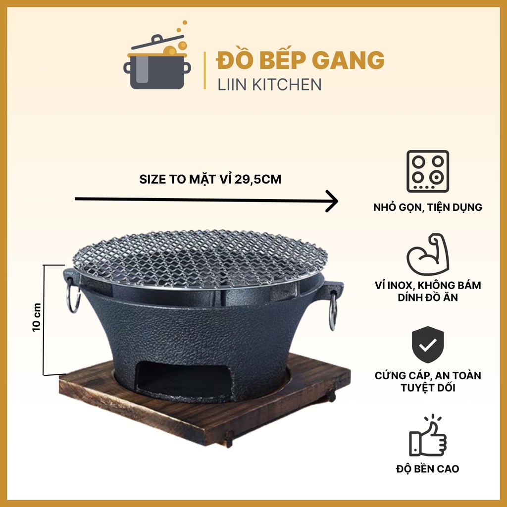 Bếp Gang Than Hoa, Bếp Gang Nướng Cồn, Vỉ Nướng BBQ Nhỏ Gọn