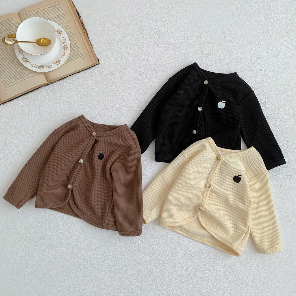 Áo Khoác Cardigan Mỏng Tay Dài Cổ Chữ V In Họa Tiết Caro Thời Trang Mùa Thu Cho Bé Trai Và Gái