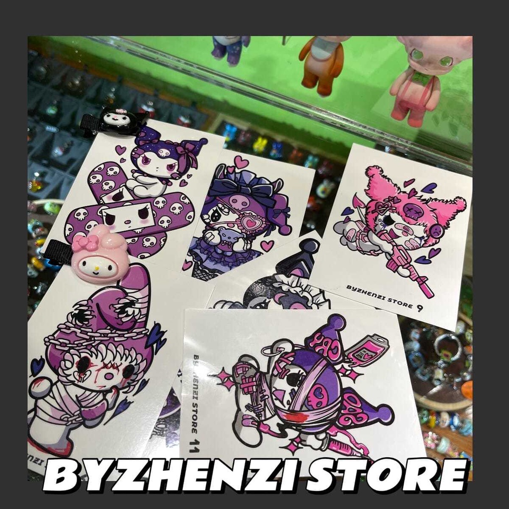 Bộ 7 Hình Xăm Dán Hoạt Hình Kuromi Melody Nhiều Màu Lâu Trôi