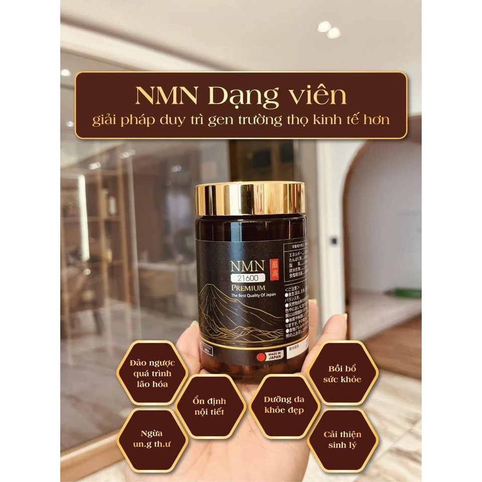 Viên Uống NMN 21600 Premium 60 Viên - Hỗ Trợ Trẻ Hoá Làn Da Từ Nhật Bản