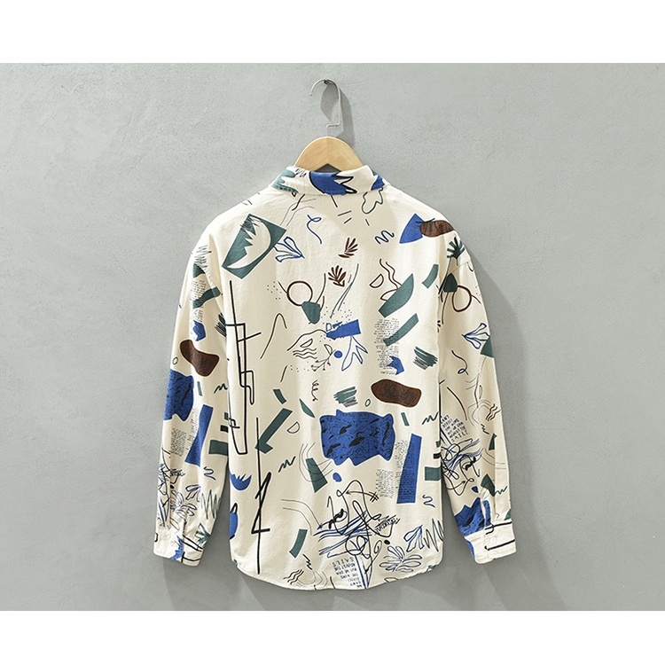 Áo Sơ Mi Cotton Dài Tay In Họa Tiết Thời Trang Cho Nam