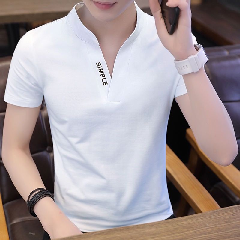 Áo Thun Cotton 95% Tay Lửng Cổ Đứng Dáng Ôm Thời Trang Mùa Hè Cho Nam