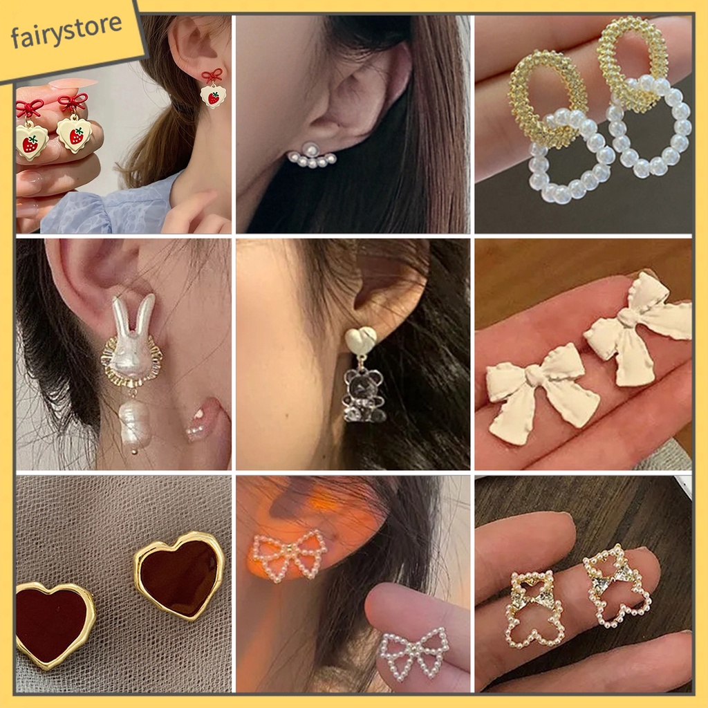 1 Đôi Bông Tai Hình Hoa Đính Ngọc Trai Giả Phong Cách Vintage Dành Cho Nữ