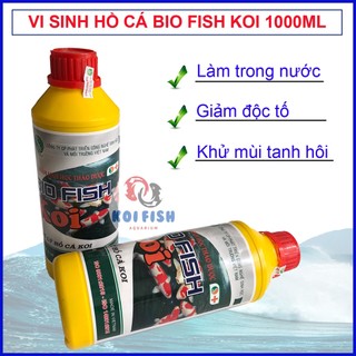Vi sinh hồ cá Koi Bio Fish Koi 1000ml giúp làm trong nước, cân bằng PH, khử độc tố