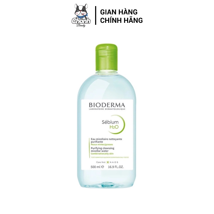 BIODERMA - Nước Tẩy Trang Bioderma Dành Cho Da Dầu & Hỗn Hợp 500ml Sébium H2O ( Xanh lá )