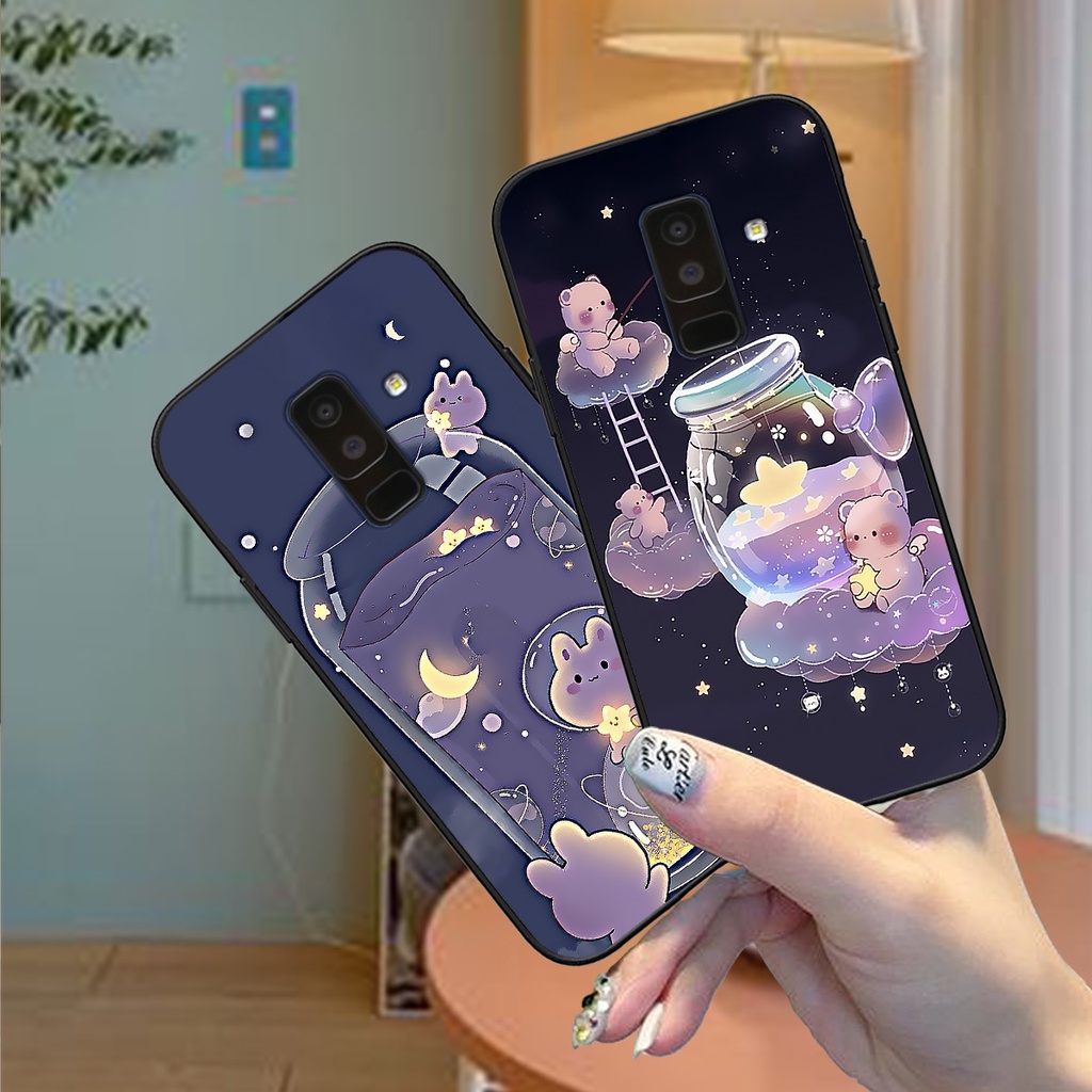 Ốp Samsung A6 2018 / A6 Plus / A6+ gấu tím vũ trụ lung linh dễ thương cute