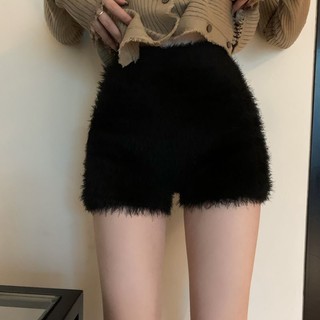 Quần Short Legging Dệt Kim Màu Trơn Lưng Cao Thời Trang Thu Đông Cho Nữ U7EH