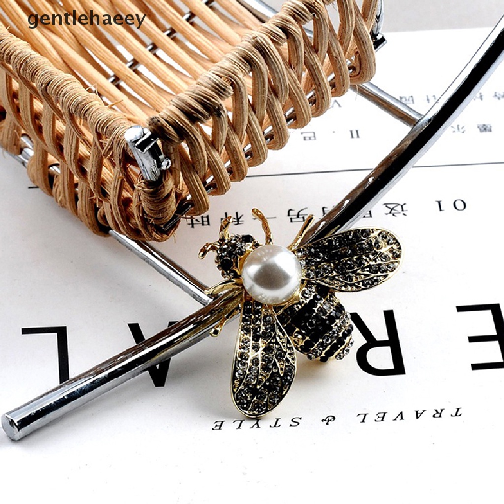 Ghim Cài Áo Hình Chú Ong Đính Đá Pha Lê / Ngọc Trai Vui Nhộn Thời Trang