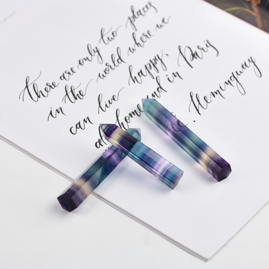 Đá Fluorite Minaret Phong Thủy Màu Sắc Tự Nhiên Hình Lục Giác Reiki Chakra Wicca Dùng Trang Trí Nhà Cửa