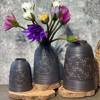 Bình chuông gốm sứ Bát Tràng, lọ cắm hoa đào, tuyết mai, lựu, ly, cành mận decor trang trí phòng khách đẹp, sang trọng