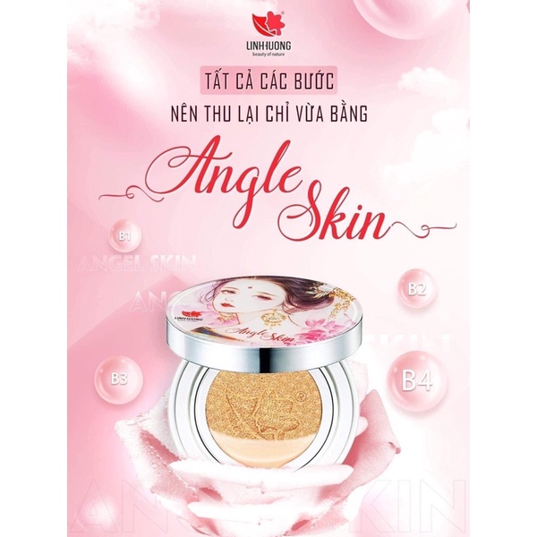 Phấn tươi Angel Skin che phủ khuyết điểm, phấn lạnh Linh Hương trang điểm mỏng nhẹ tự nhiên 1 bước