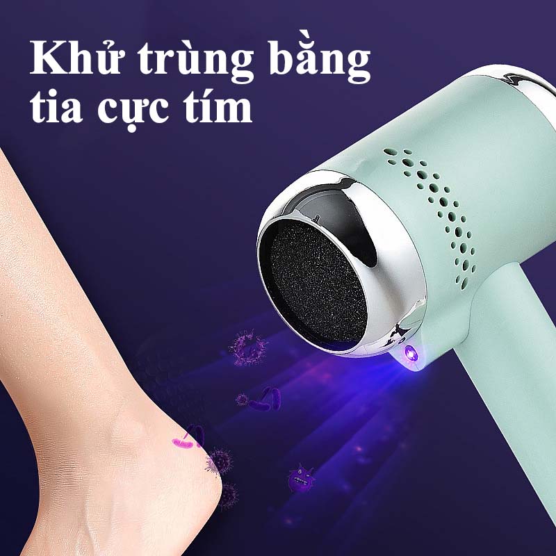 Máy Chà Gót Chân 2 Đầu Mài Cao Cấp Siêu Sạch Tẩy Tế Bào Chết Cho Tiệm Nail Tại Nhà Có Đèn Tia Cực Tím Khử Trùng