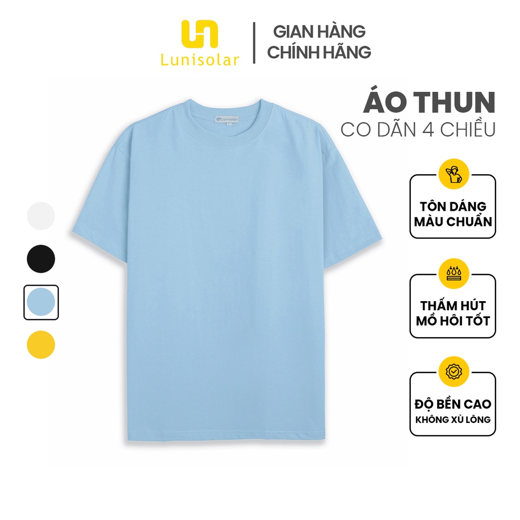 Áo Thun Trơn Tay Ngắn Lunisolar Cao Cấp Co Giãn 4 Chiều (Form Suông) - Xanh Pastel