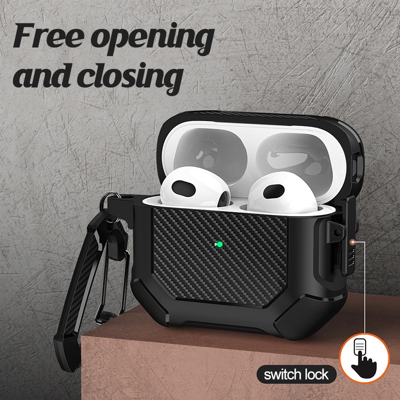 Vỏ Bảo Vệ Hộp Sạc Tai Nghe AirPods Pro 2 Gen 2022 Apple Air Pod 3 Pro Bằng Sợi Carbon 1 / 2