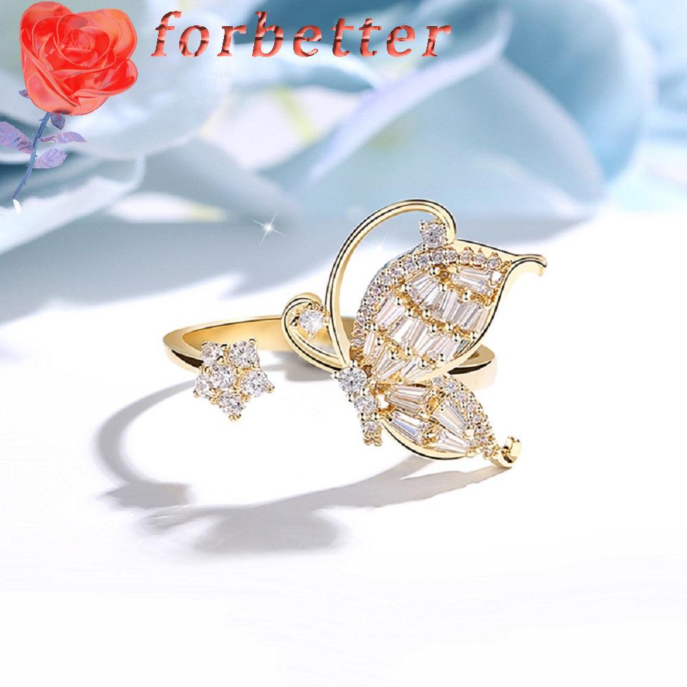 Butterfly nhẫn đeo tay kim loại tạo hình cánh bướm đính đá thời trang cho nữ