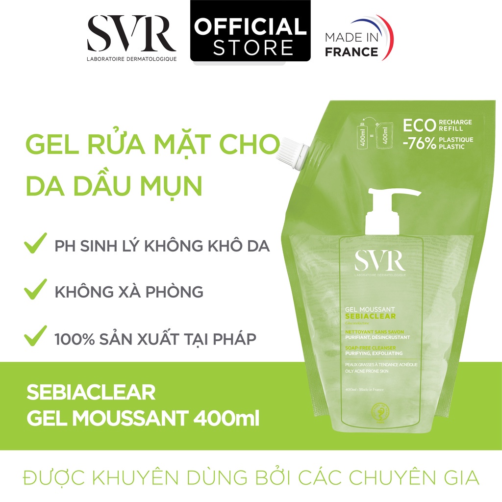 K fix- Túi Sữa Rửa Mặt SVR Gel Moussante (200ml-.400ml)