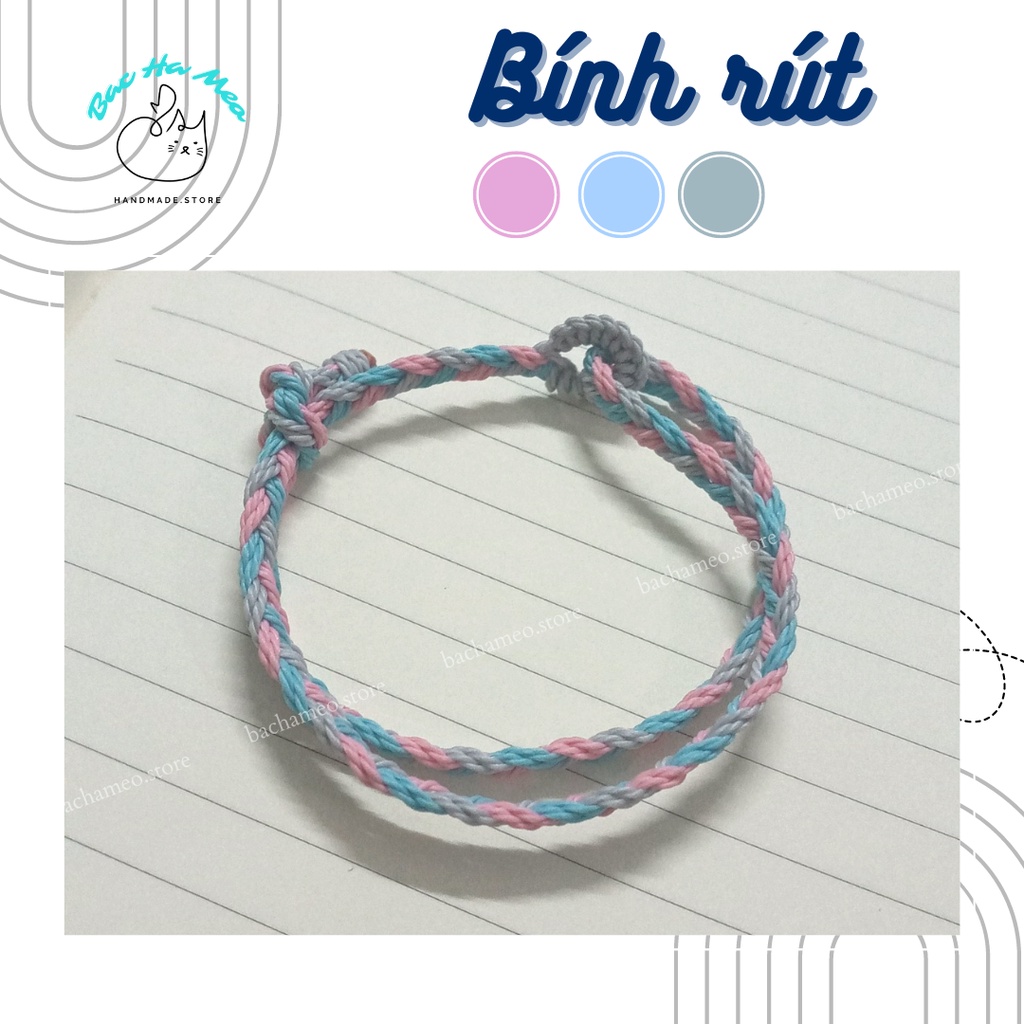 Vòng bính rút 1 đầu - mix nhiều màu - Vòng tay waterproof - Bachameo.Store