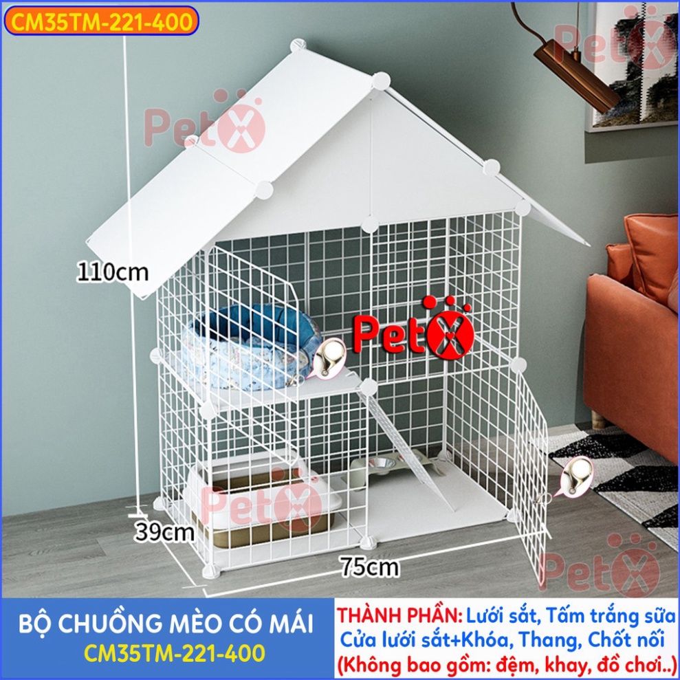 Chuồng mèo 3 tầng 2 tầng giá thành rẻ đẹp lắp ghép đa chức năng tiện lợi với lưới sắt sơn tĩnh điện làm lồng quây thú cư