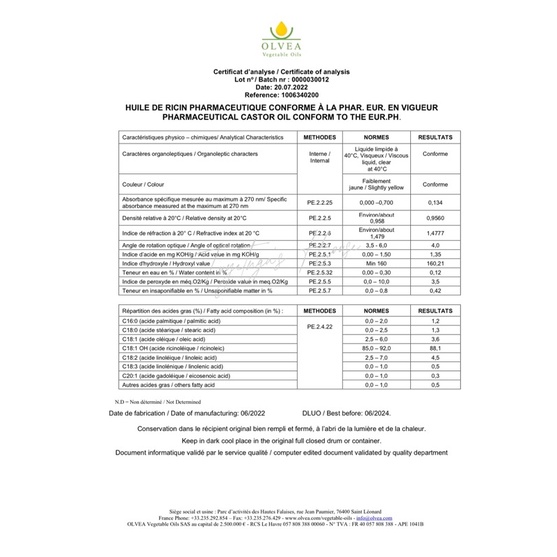 1 Lít Dầu Thầu Dầu nguyên chất