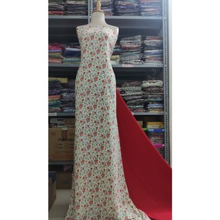 [HCM]2m Vải lụa lạnh hoạ tiết hoa lá nhỏ (2) - lụa Mango chính phẩm