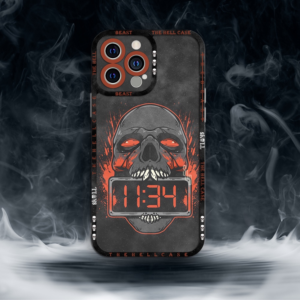Ốp iphone cạnh vuông hình skull death đầu lâu cùng chiếc đồng hồ độc lạ phong cách mỹ TheHellCase nhựa siêu bền đẹp