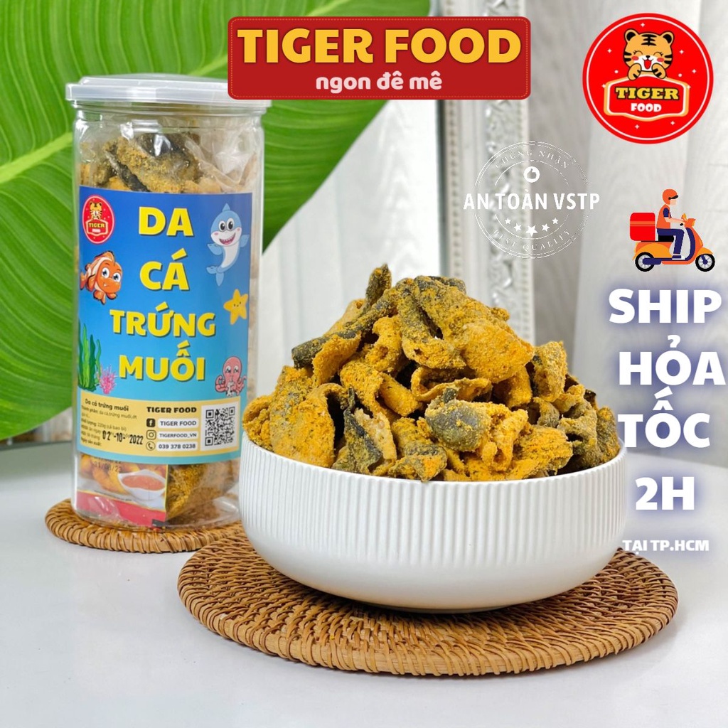 Da cá trứng muối 💖TIGER FOOD💖 Da cá mix vị trứng muối 220g giòn ngon siêu ghiền - ăn vặt Sài Gòn