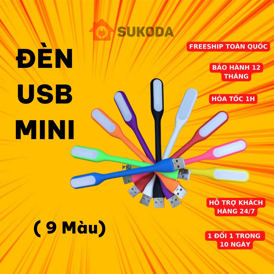 Đèn led mini usb siêu sáng SuKoDa vỏ nhựa dẻo phụ kiện cắm cổng USB sạc dự phòng laptop có thể gập gọn tiện lợi DU03