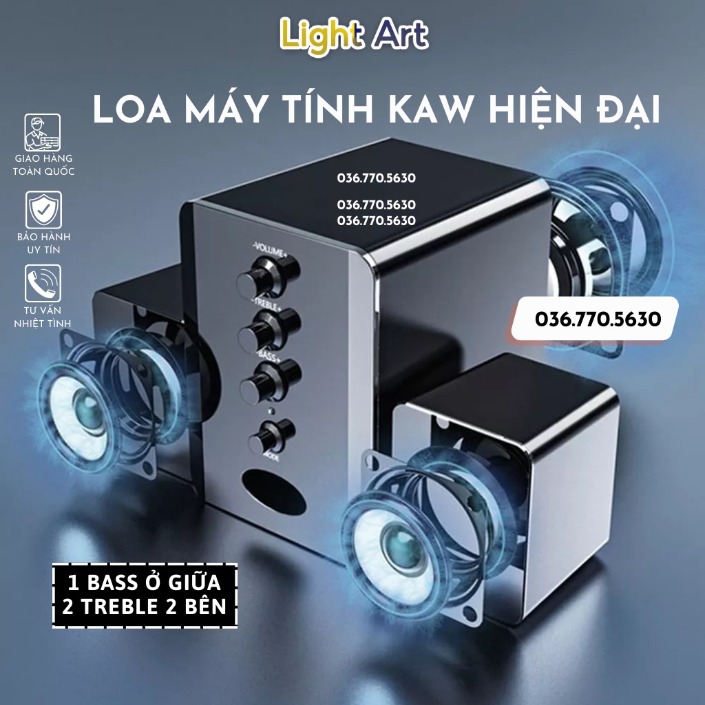 Loa Vi Tính, Loa Máy Tính Mini USB KAW D202 Cao Cấp, Bass Chuẩn - Âm Thanh Tuyệt Đỉnh - Thiết Kế Bắt Mắt Sang Trọng