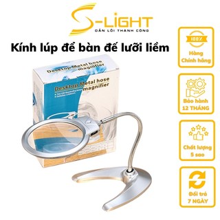 Kính lúp để bàn có đèn đế lưỡi liềm đa năng