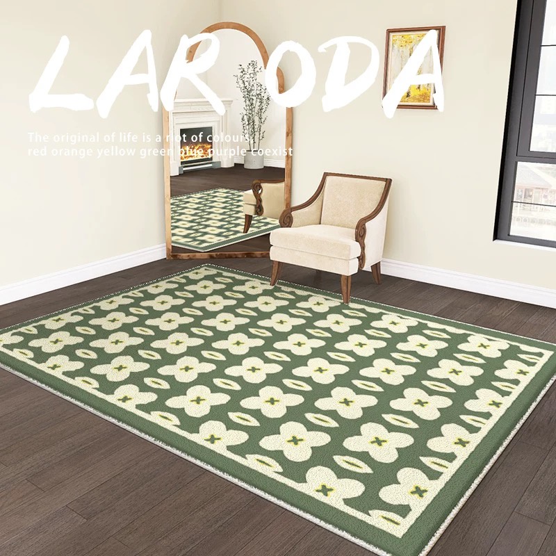 Thảm Trải Sàn Mềm phong cách cổ điển mỹ thảm lau chân 80x120-160x230cm hai mẫu vật liệu màu xanh lá cây thảm trải sàn phòng ngủ trang trí phòng ngủ thảm trải sàn phòng khách