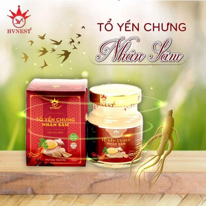 Yến sào tự nhiên HVNEST chưng vị SÂM 70ml, không chất bảo quản