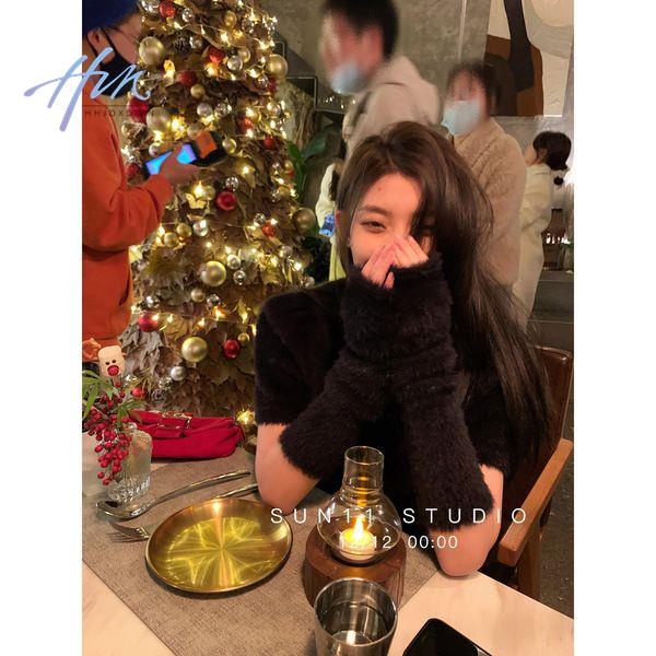 Áo Sweater Dệt Kim Màu Đỏ Sáp Mềm Mại Phong Cách Giáng Sinh Thời Trang Mùa Đông Cho Nữ