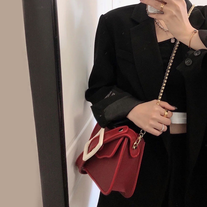 Mischa Túi Đeo Vai Bằng Da PU Cao Cấp Màu Trơn Phong Cách Cổ Điển Thời Trang Dễ Phối Đồ