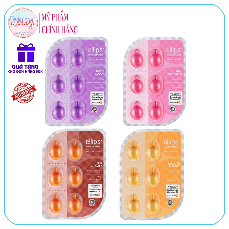 Serum Dưỡng Tóc Ellips Vitamin Hair Vitamin Moroccan Oil