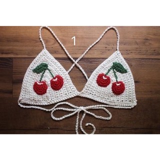 Bikini cherry Áo bikini len móc thủ công Bralette