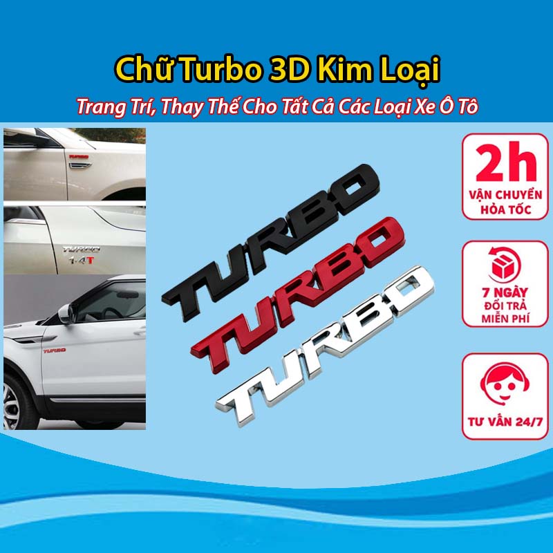 Chữ TURBO 3D Kim Loại - Trang Trí Xe Ô Tô Loại Đẹp