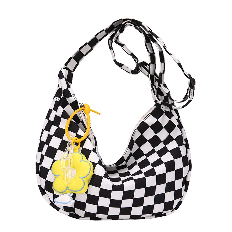 Túi đeo chéo caro HAZIN HZCR76 có khóa miệng phong cách Ulzzang Hàn Quốc đi học đi chơi đi làm