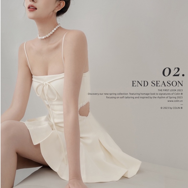 [COLIN CLOTHING] Jumpsuit 2 dây ngắn nữ khoét eo đính cườm pha lê tà xếp ly | BigBuy360 - bigbuy360.vn