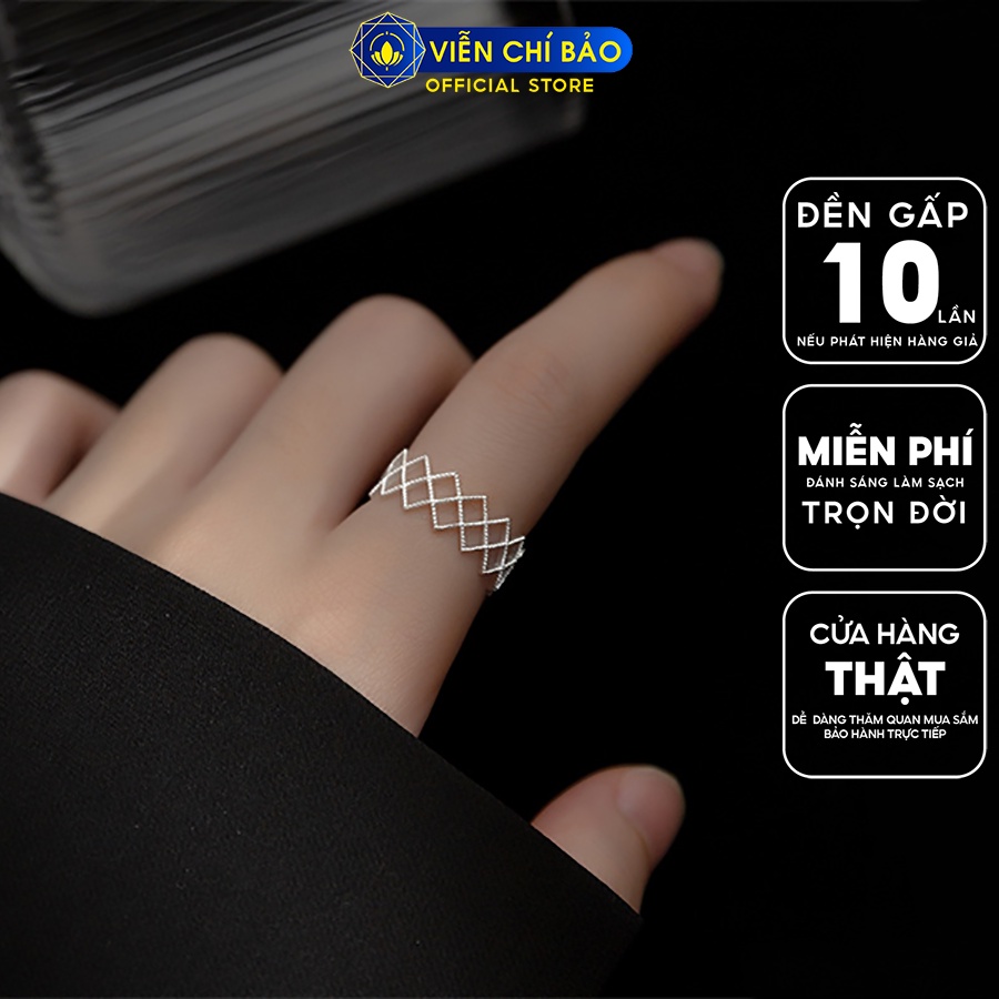 Nhẫn bạc nữ họa tiết hình thoi chất liệu bạc 925 thời trang phụ kiện trang sức Viễn Chí Bảo N000741
