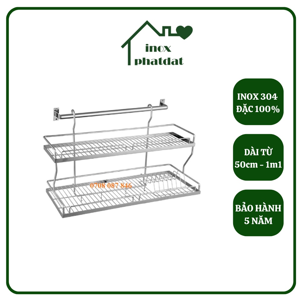 Kệ Chén 2 tầng INOX 304 (đủ size) - Kệ Đựng Để Chén Bát Treo Tường Bằng Inox 304 - Kệ úp chén inox