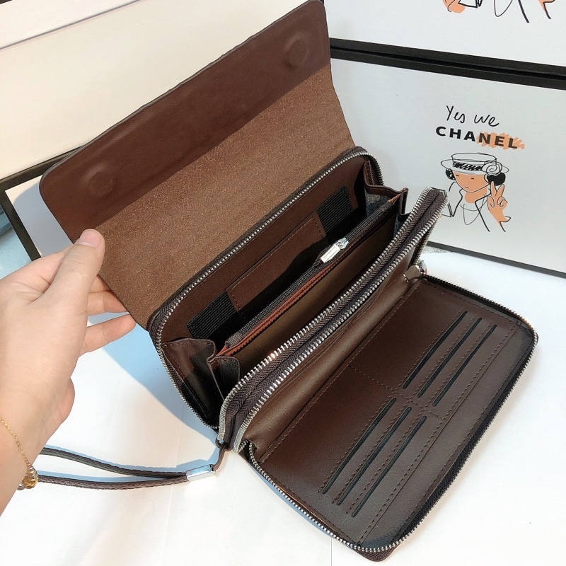 Ví Da Cầm Tay Bản 2 Khóa Chất Da Bò Dập vân cá sấu cao cấp