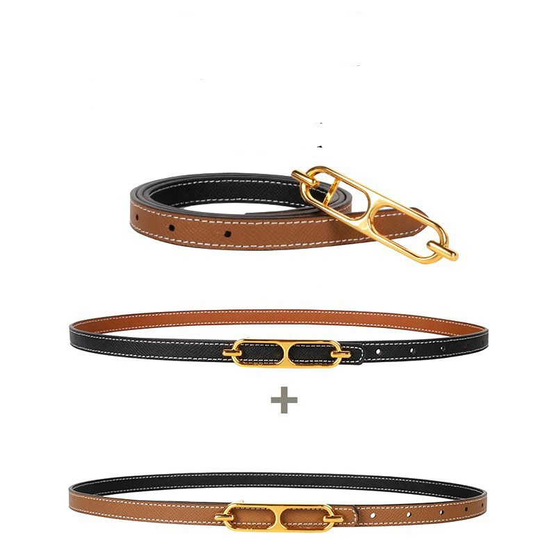 Thắt lưng dây nịt nữ bản nhỏ khóa cài đơn giản phong cách thời trang chất da lì